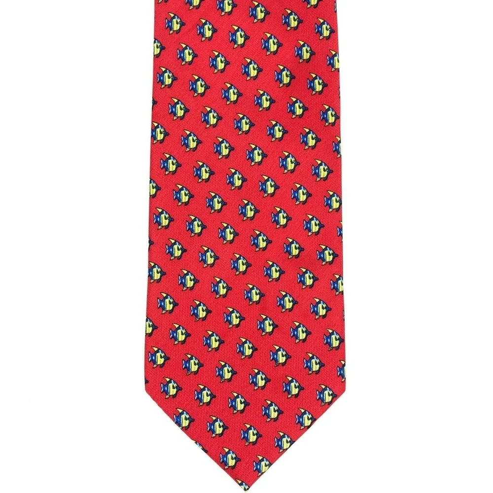Utopia Men's Tie Handmade Red Yellow Fish Ocean Sea Life Animal Necktie 57